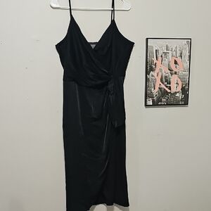 Anthropologie Black Midi Slip Dress with Spaghetti Straps